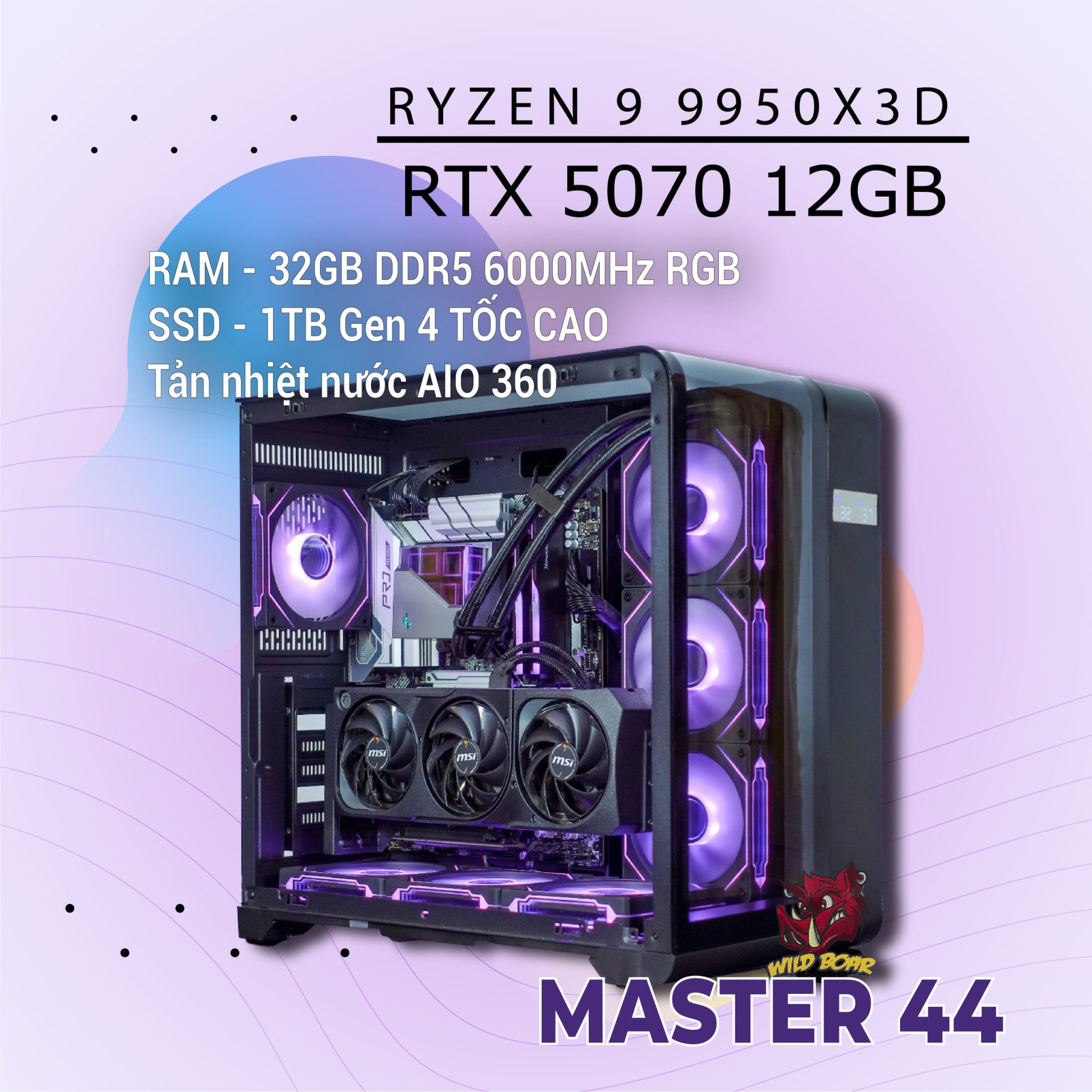 Gaming Master CẤU HÌNH GAMING MASTER 44 R9-9950X3D/RTX5070/D5 - Wild Boar Store | Máy ...